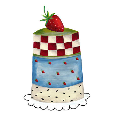 Greeting card  Strawberry cakeの写真素材