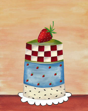 Greeting card  Strawberry cakeの写真素材