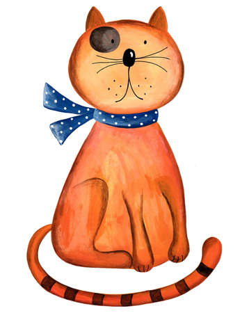 Red Cat  Artwork  Watercolors on paperの写真素材