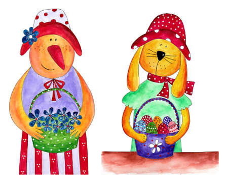 Easter hen and bunny  Country styleの写真素材