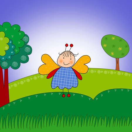 Butterfly in the forest  Cartoonの写真素材
