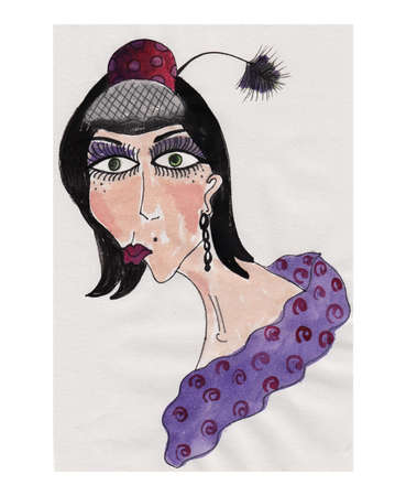 Portrait of woman  Watercolours on paper