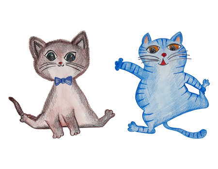 Cats  Pencils on paperの写真素材
