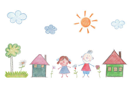 a child s drawingの写真素材