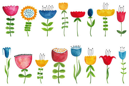 Set of colorful flowersの写真素材