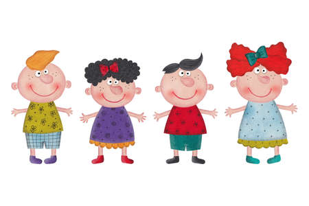 Cartoon children over white backgroundの写真素材