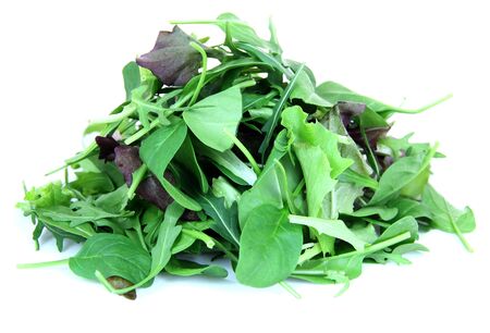 Green fresh salad on whiteの写真素材