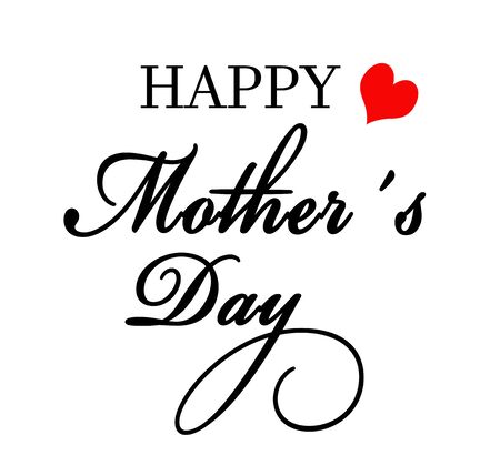 Concept mothers day black handwritten text red heart isolated on whiteの写真素材