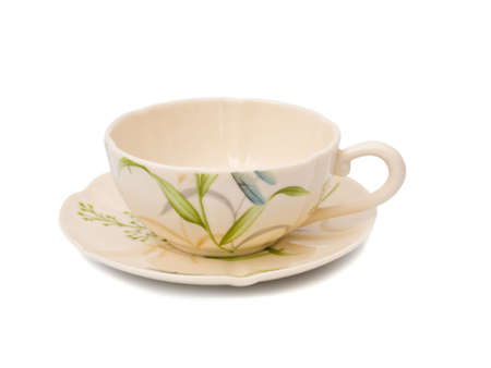 tea cup with saucer on white background, isolatedの写真素材