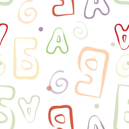 Abstract color letters seamless pattern on white background.のイラスト素材