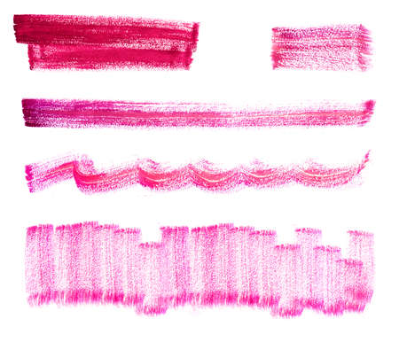 Set of rose watercolor brush strokes, isolated on white background.の写真素材