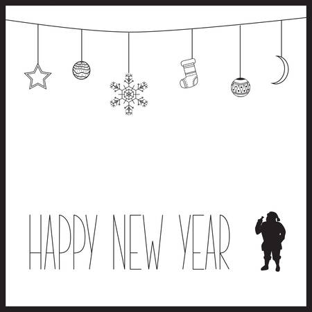 New year card with white silhouette of Santa. illustrationのイラスト素材