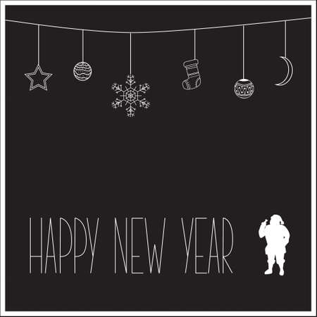 black Christmas card with white silhouette of Santa.のイラスト素材