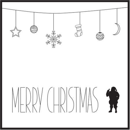 White Christmas card with white silhouette of Santa.のイラスト素材