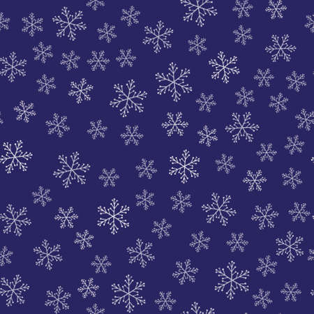 Snowflake seamless pattern on deep violet background.のイラスト素材