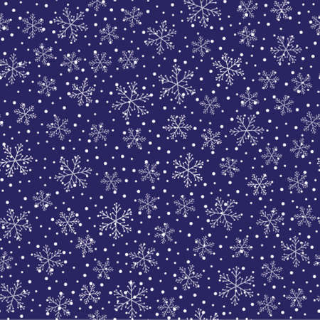 Snowflake seamless pattern on deep violet background.のイラスト素材
