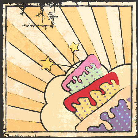 happy birthday greeting card, illustrationのイラスト素材