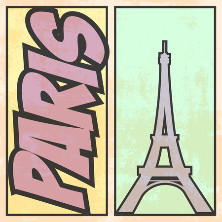 retro paris background, illustrationのイラスト素材