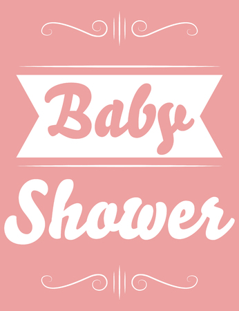 retro baby shower card, illustration in formatのイラスト素材