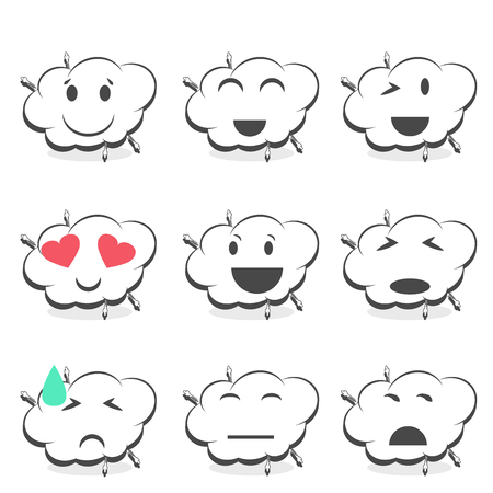 trendy emoticon set, illustration in vector formatのイラスト素材