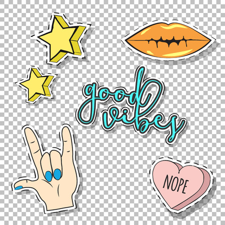 trendy funny patches,illustration in vector formatのイラスト素材