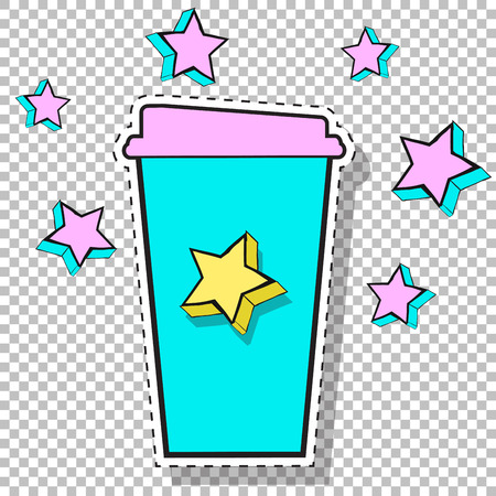 Trendy cup funny patches illustrationのイラスト素材