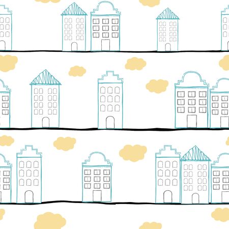 cute kids seamless pattern, illustratio in vector formatのイラスト素材