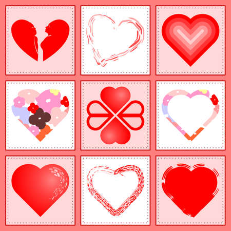 Set of valentines heartsのイラスト素材