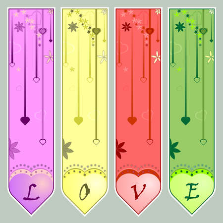 A set of decorative styes for Valentine or Valentine card.のイラスト素材