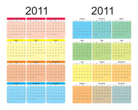 2011 year calendar coloredのイラスト素材