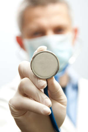 closeup stethoscope in a doctor hand