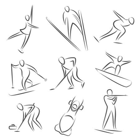 Icons for winter sport games. sports competition Games.のイラスト素材
