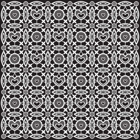 white lace with hearts on black background. EPS8 vector illustrationのイラスト素材
