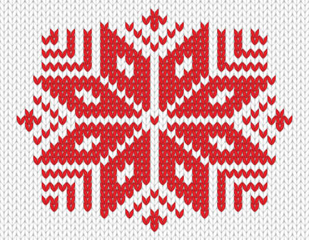 Red snowflake seamless knitted background  EPS 8 vector illustration のイラスト素材