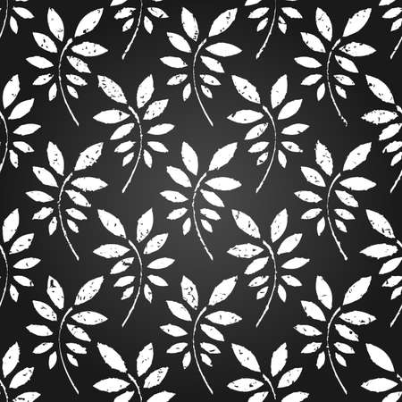 Grunge seamless pattern of black and white leaves  EPS 8 vector illustrationのイラスト素材