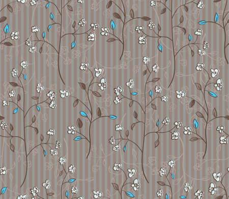 Floral seamless pattern of branches with flowers and turquoise leaves  EPS 10 vector illustrationのイラスト素材