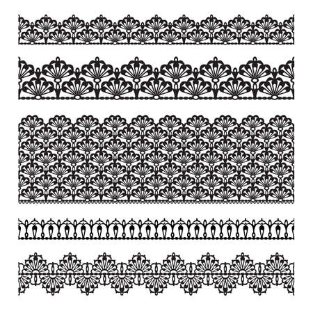 Set of lace trims  Elements can also be used as Illustrator brushes vector のイラスト素材