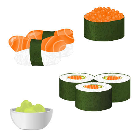 Vector sushi isolated on white background  のイラスト素材