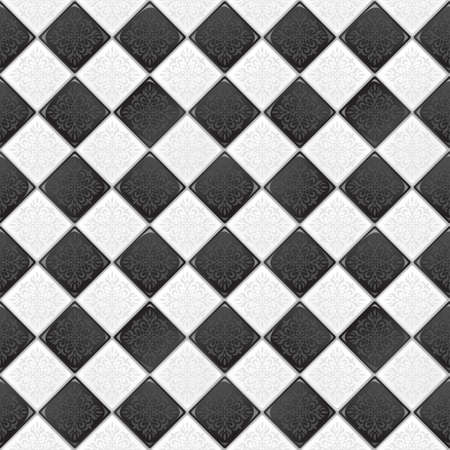 Black And White tile with retro victorian ornament  のイラスト素材