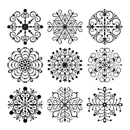 Decorative Snowflakes isolated on white backgroundのイラスト素材