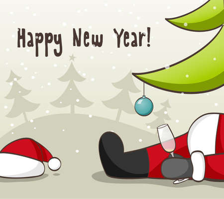 Drunk Santa Claus  illustration for Christmas design のイラスト素材