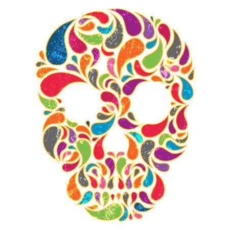 Colorful  vector skull with grunge effect  EPS 10 vector illustration のイラスト素材