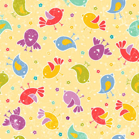 Baby seamless pattern with cute birds のイラスト素材