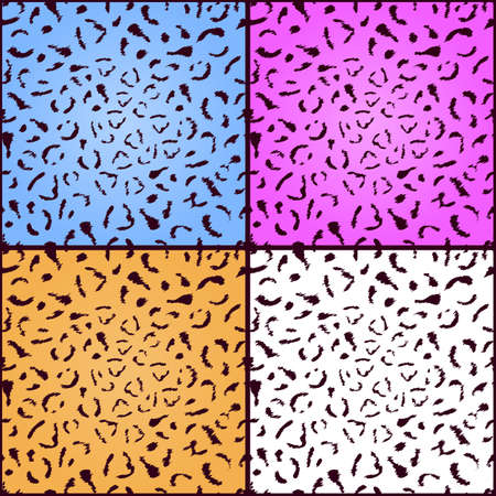 Set of colorful leopard seamless texturesのイラスト素材