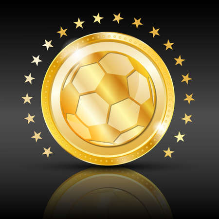 Gold football coin  Sport background  illustration のイラスト素材