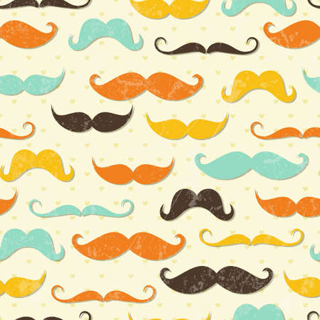 Mustache seamless pattern in vintage style  のイラスト素材