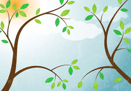 Branches against the sky  Vector frame  EPS 10 vector illustration のイラスト素材