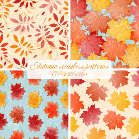 Set of seamless autumn patterns.Contains grunge texture with opacity and blending mode.のイラスト素材