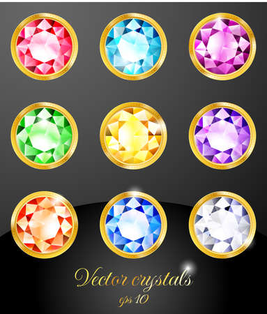 Set of colored crystals   Contains transparency and blending modes のイラスト素材
