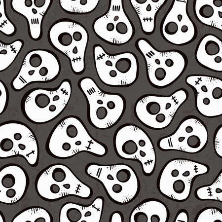 Seamless pattern with funny skulls  EPS 10 vector illustration のイラスト素材